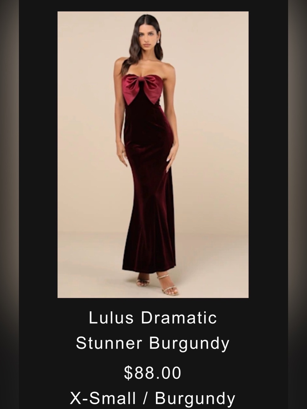 Velvet Bow-Front Burgundy Dress